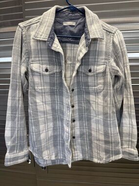 Outerknown Gray and White Plaid Shacket